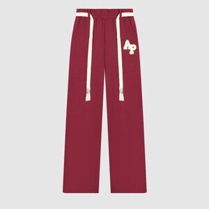 B.Sure Burgundy High-Waist Straight Casual Pants